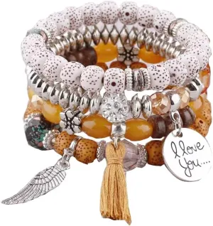 Panzhu bracelet, Buddhist Rosary,Rosary Beads,Bohemian Ethnic Style Retro Beaded Multi layered Tassel Bracelets Bracelet for Men and Women Couple Jewelry of Prayer Bracelet Beautiful Gifts
