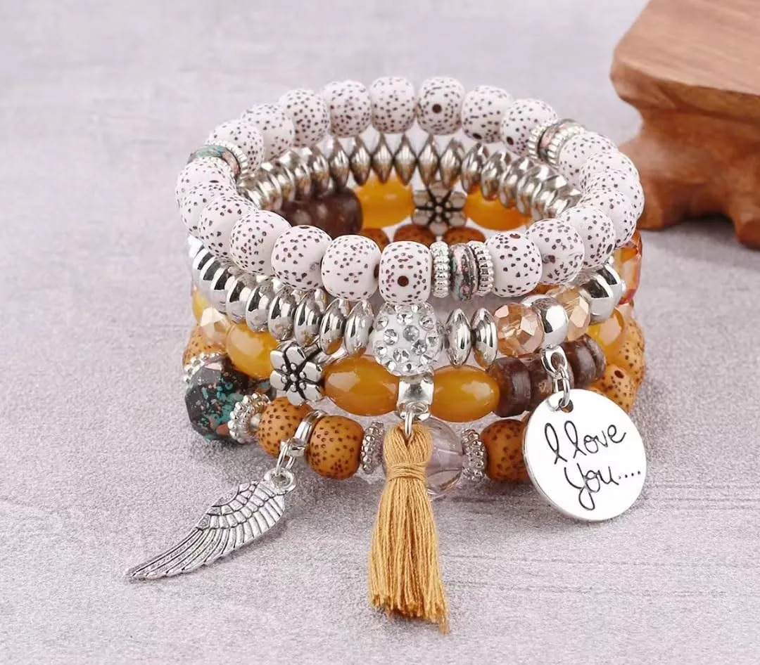 Panzhu bracelet, Buddhist Rosary,Rosary Beads,Bohemian Ethnic Style Retro Beaded Multi layered Tassel Bracelets Bracelet for Men and Women Couple Jewelry of Prayer Bracelet Beautiful Gifts