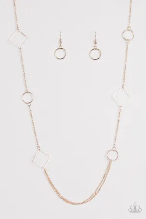 Paparazzi Necklace ~ Full Frame - Rose Gold
