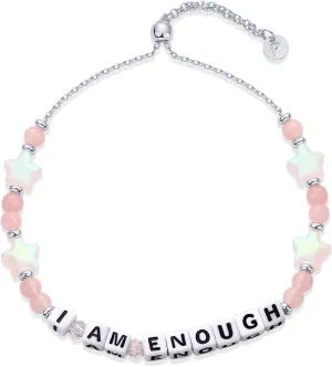 PAVOI 14K Gold Plated Colored Mantra Evil Eye Beaded Gemstone Bracelets for Women | Adjustable Friendship Beaded Bracelets with Words | I Am Enough Fearless Breathe Good Energy In My Era Grateful You Got This Affirmation Bracelet