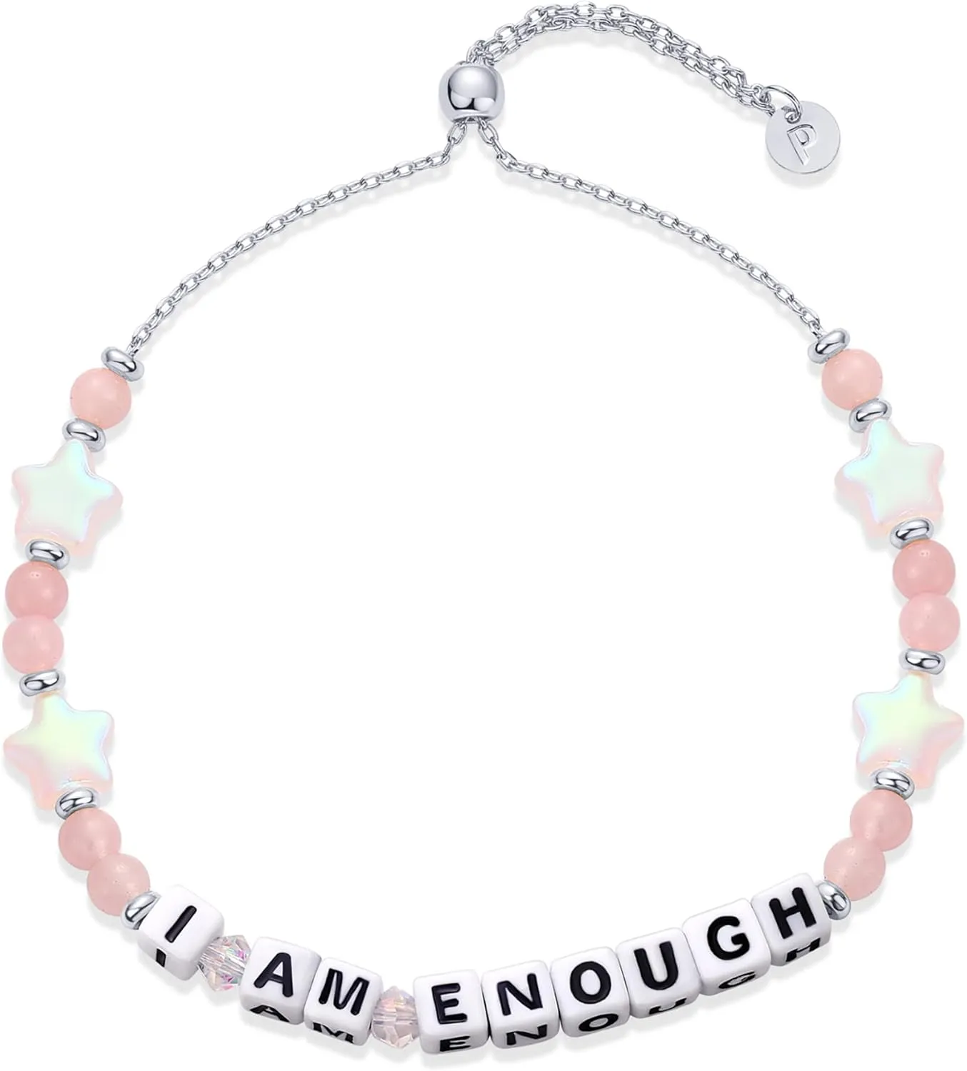PAVOI 14K Gold Plated Colored Mantra Evil Eye Beaded Gemstone Bracelets for Women | Adjustable Friendship Beaded Bracelets with Words | I Am Enough Fearless Breathe Good Energy In My Era Grateful You Got This Affirmation Bracelet