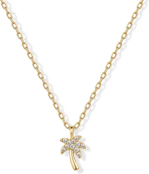 PAVOI 14K Gold Plated Dainty Cubic Zirconia Pendant Necklace for Women | Dot, Elephant, Butterfly, Pineapple, Lock, Knot, Palm Tree, Bow, Smiley Pendant | Layering Chain Necklaces