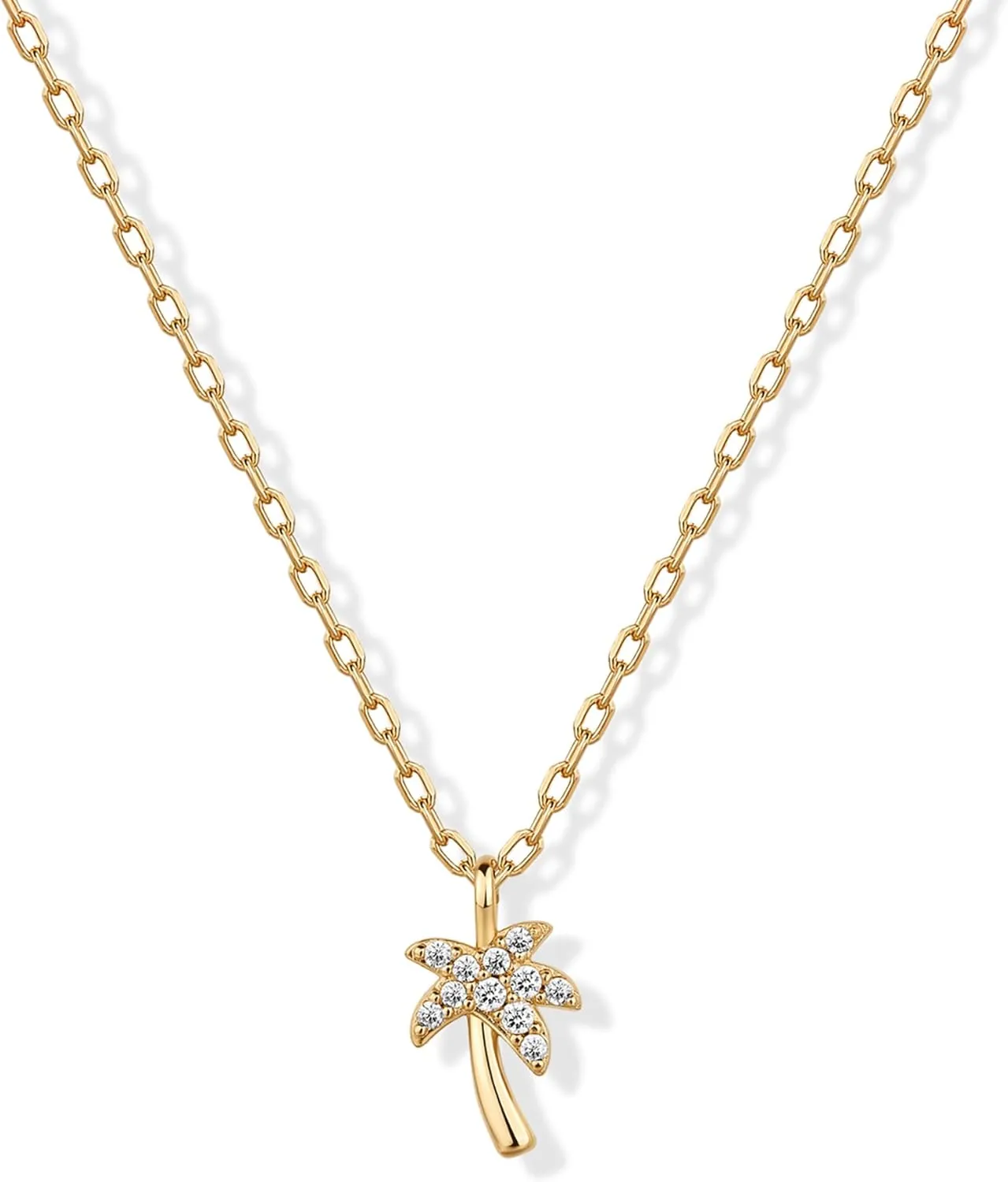 PAVOI 14K Gold Plated Dainty Cubic Zirconia Pendant Necklace for Women | Dot, Elephant, Butterfly, Pineapple, Lock, Knot, Palm Tree, Bow, Smiley Pendant | Layering Chain Necklaces