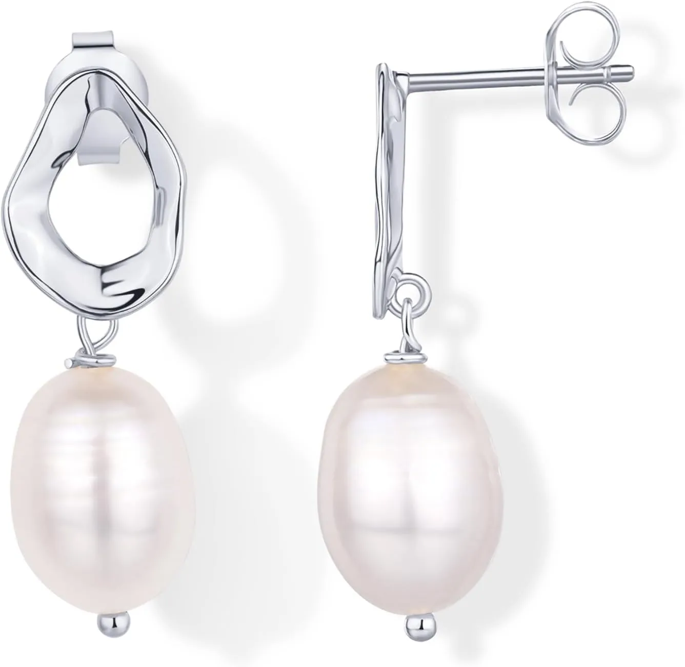 PAVOI 14K Gold Plated Sterling Silver Statement Pearl Drop Earrings for Women | Lightweight Pearl Dangle Studs Earrings
