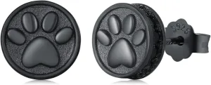 Paw Earrings 925 Sterling Silver Black Stud Earrings Cat Dog Jewelry Gifts for Women