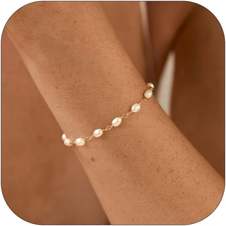Pearl Bracelets for Women Blessing Faux Pearl Jewelry Dainty Beaded Bracelet Wedding Jewelry for Bride Bridesmaid Prom Party Dress Accessories