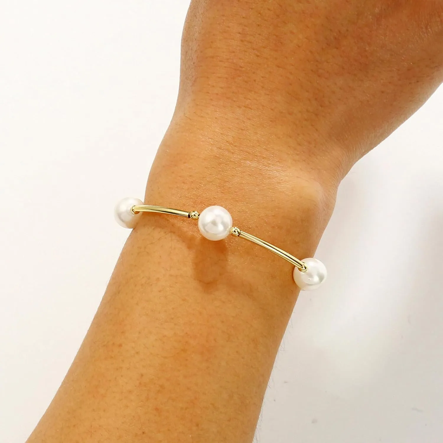 Pearl Bracelets for Women Blessing Faux Pearl Jewelry Dainty Beaded Bracelet Wedding Jewelry for Bride Bridesmaid Prom Party Dress Accessories