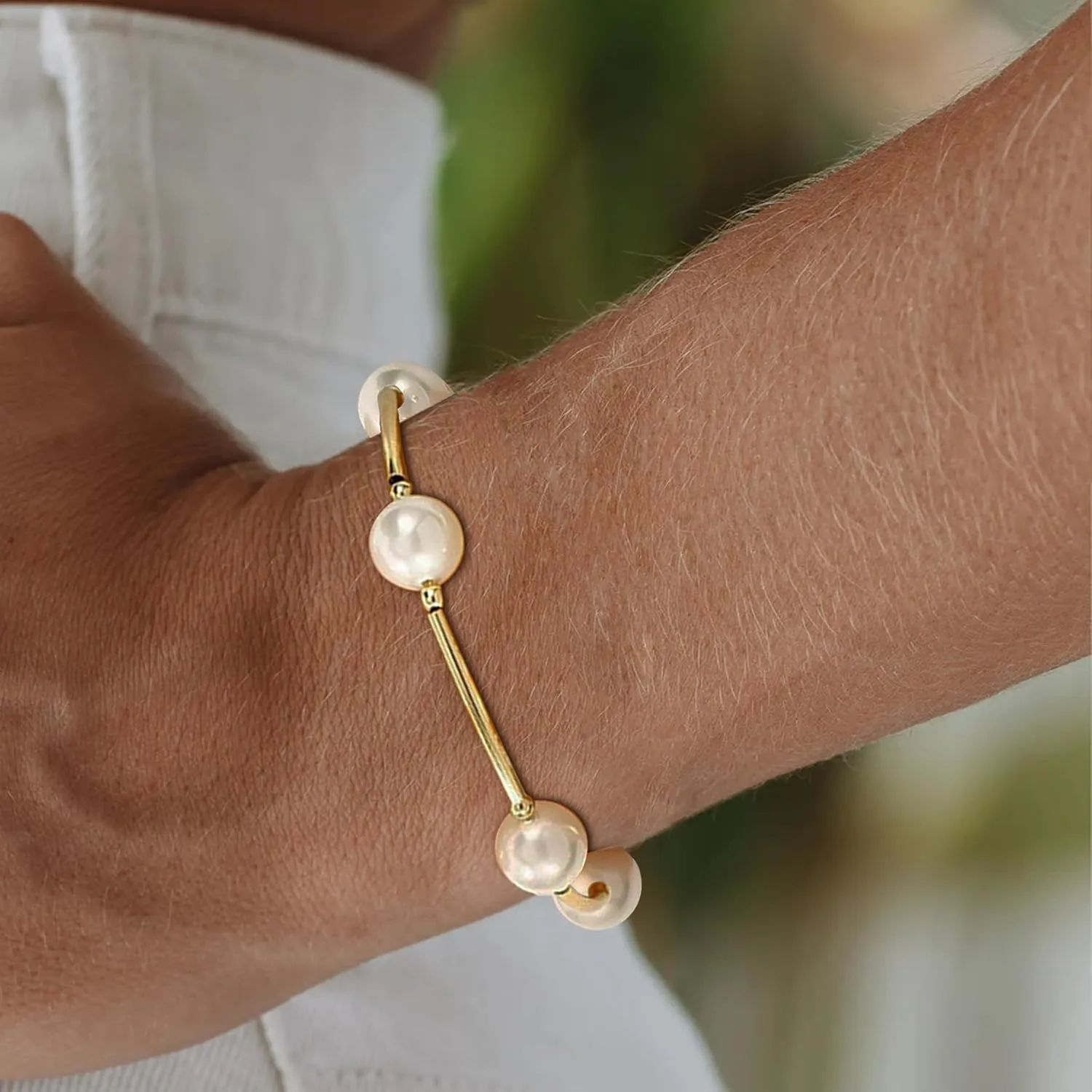 Pearl Bracelets for Women Blessing Faux Pearl Jewelry Dainty Beaded Bracelet Wedding Jewelry for Bride Bridesmaid Prom Party Dress Accessories