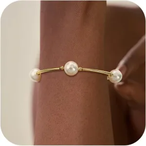 Pearl Bracelets for Women Blessing Faux Pearl Jewelry Dainty Beaded Bracelet Wedding Jewelry for Bride Bridesmaid Prom Party Dress Accessories
