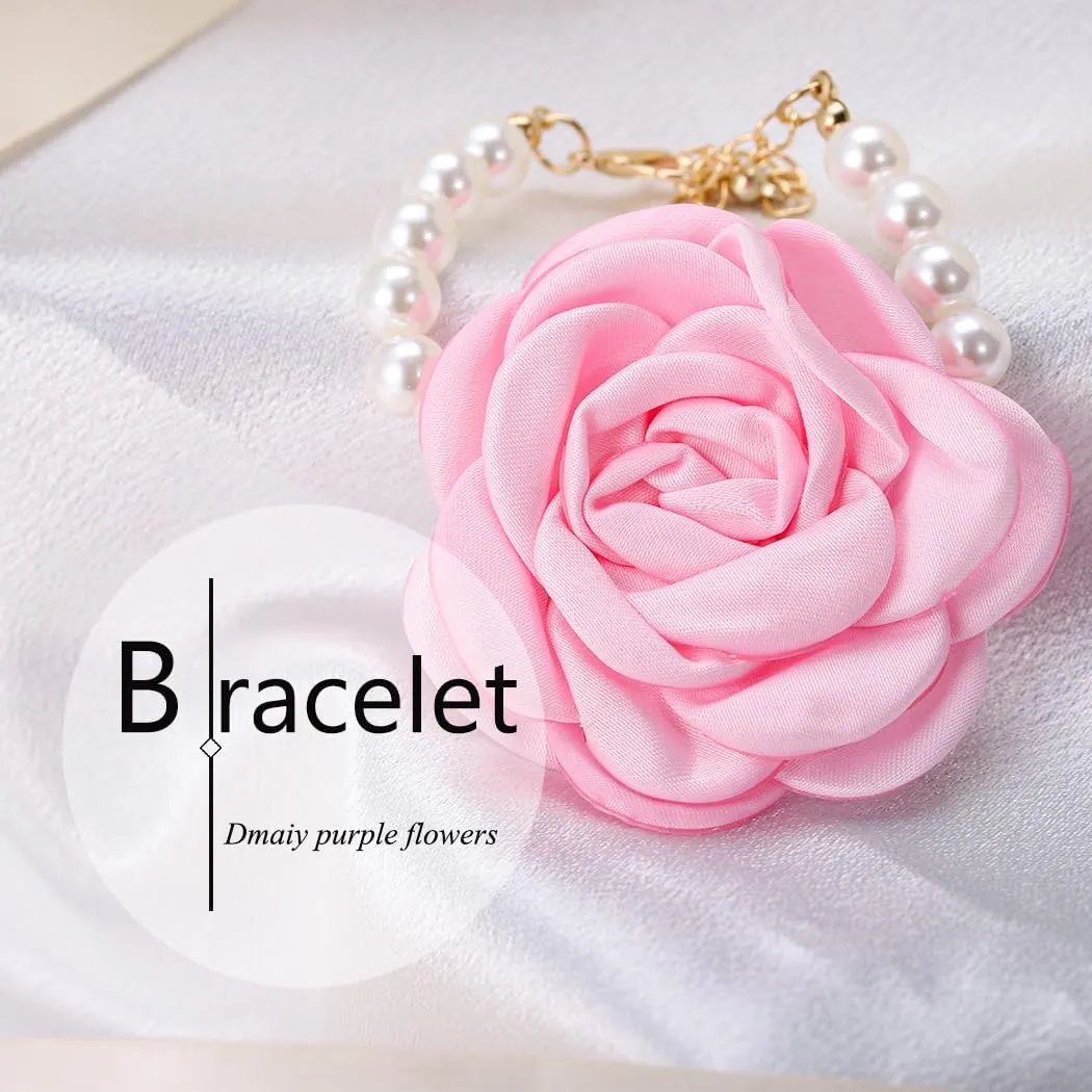 Pearl Flower Bracelet Vintage Roses Bracelets Jewelry Gold Baroque Bracelet for Wedding Festival Party Daily