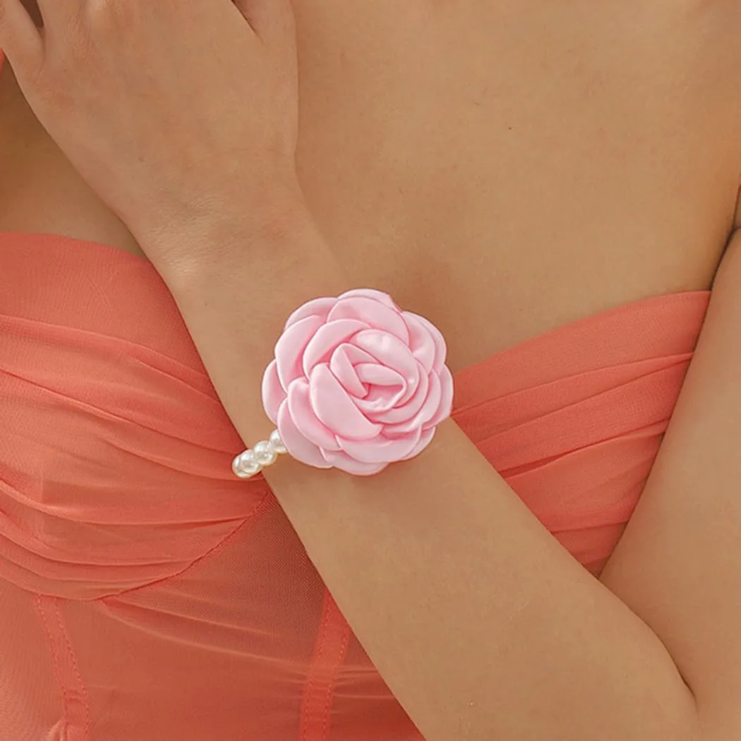 Pearl Flower Bracelet Vintage Roses Bracelets Jewelry Gold Baroque Bracelet for Wedding Festival Party Daily