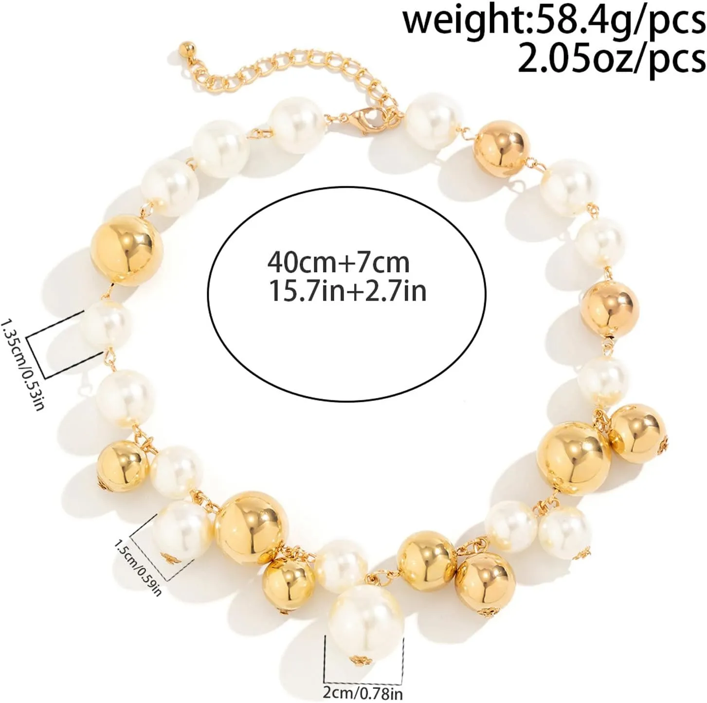 Pearl Necklaces for Women Chunky Pearl Necklace Big Pearl Necklace Statement Necklace Trendy Wedding Party Prom Jewelry for Birde Bridesmaid Accessories