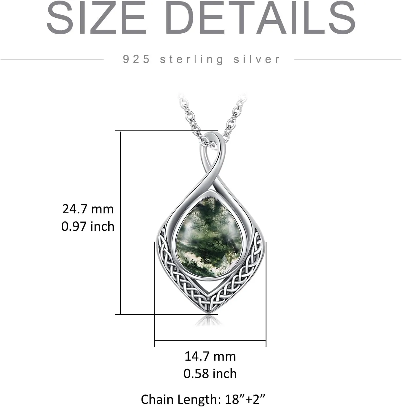 PELOVNY Celtic Knot Infinity Necklaces 925 Sterling Silver Gemstone/Birthstone Teardrop Necklace Irish Celtic Pendant Jewelry Gifts for Women