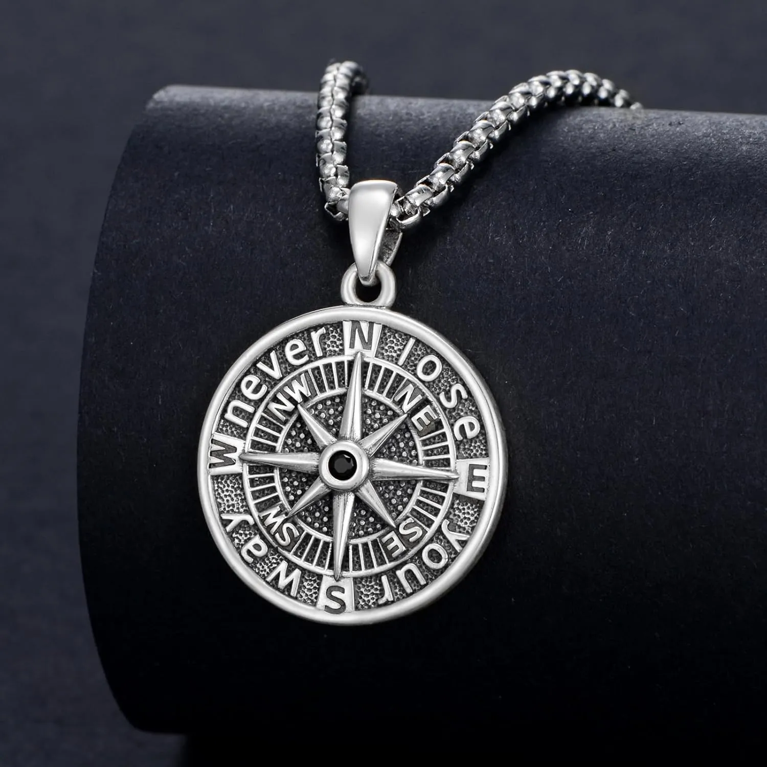 PELOVNY Compass Necklaces for Women Men 925 Sterling Silver Travel Necklace Graduation Inspirational Jewelry Gifts for Her Him
