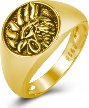 Phoenix Bird Ring for Men, Chicken Rooster Ring, Gold Plated Rings, Vint- Phoenix Signet Rings