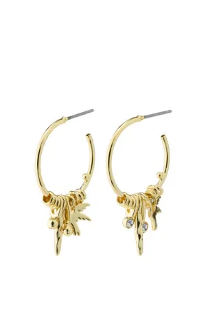 Pilgrim Freedom Pendant Hoop Earrings, gold