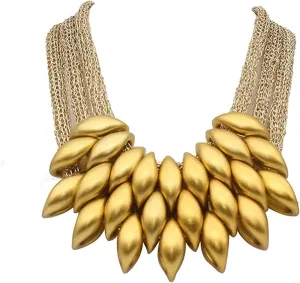 Pingyongchang H&Z Bib Necklace Gold and Black Chunky Layered Choker Necklace,African Choker Collar Bib Chunky Necklaces Collar Necklace Jewelry Gifts for Women