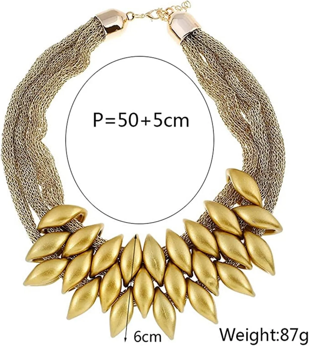 Pingyongchang H&Z Bib Necklace Gold and Black Chunky Layered Choker Necklace,African Choker Collar Bib Chunky Necklaces Collar Necklace Jewelry Gifts for Women