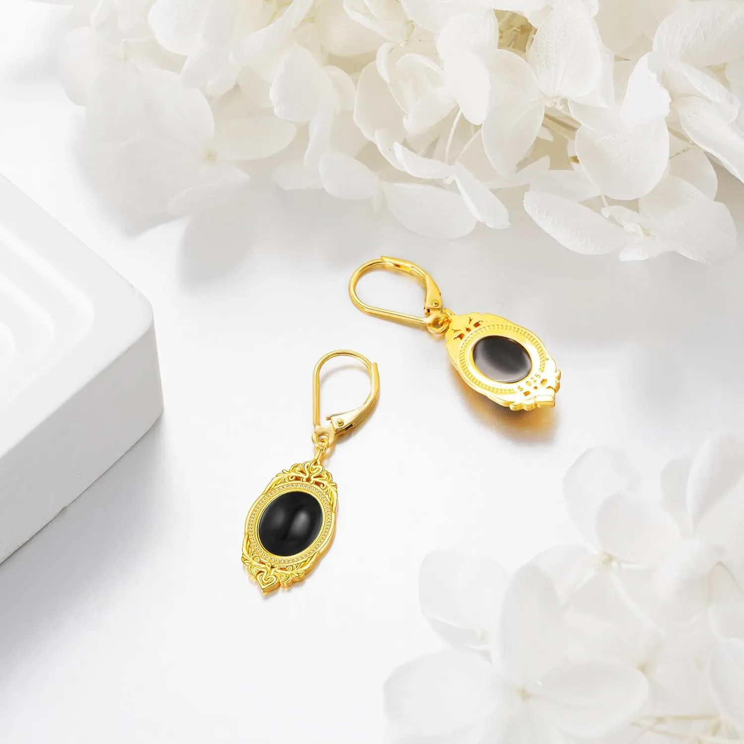 Pink Cat Eye Stone/Onyx/Moss agate/Peridot/Moonstone/Lapis Lazuli Earrings Sterling Silver Pink Cat Eye Stone/Onyx/Moss agate/Peridot/Moonstone/Lapis Lazuli Dangle Earrings Victorian Earrings Vintage Retro Style Jewelry Gifts for Women