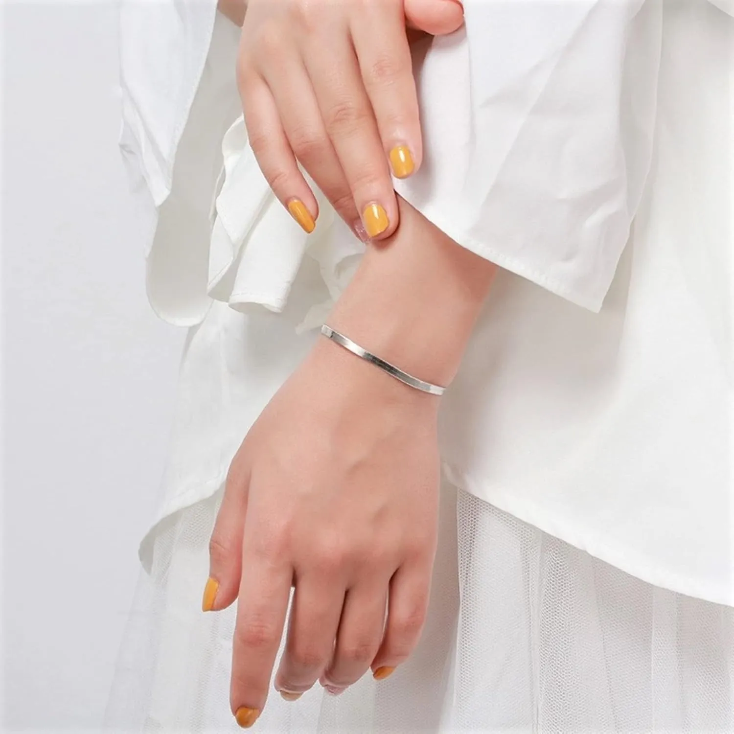 Platinum/Gold Plated 925 Sterling Silver Dainty Snake Bone Bracelet for Women, Tiny Sideways Cross Bracelets Layered Herringbone Chain Bracelet Handmade Jewelry Gift