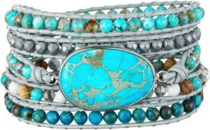 Plumiss Women Boho Handmade Natural Stone Crystal Leather Bead Wrap Bracelets Collection