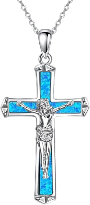 POPLYKE 925 Sterling Silver Cross Necklaces for Women Pendant Christian Jewelry for Women 18" 2" and 20" 2" chain