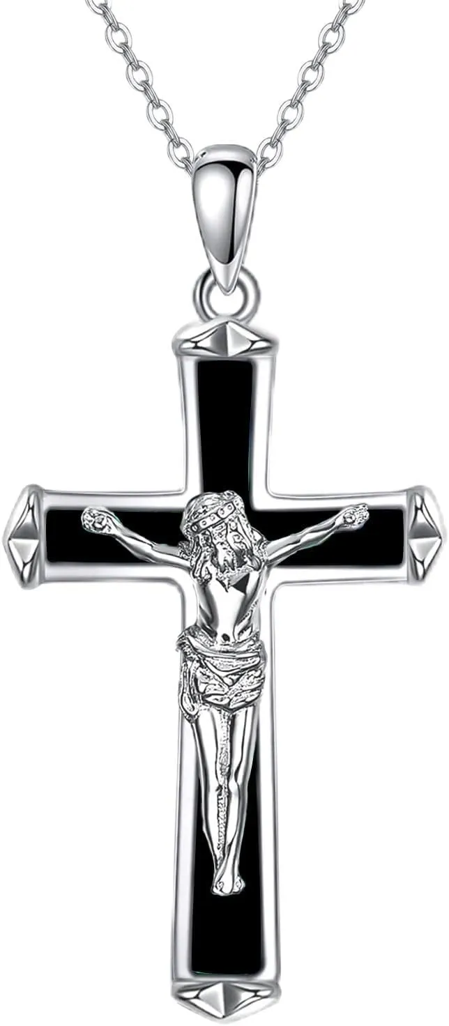 POPLYKE 925 Sterling Silver Cross Necklaces for Women Pendant Christian Jewelry for Women 18" 2" and 20" 2" chain