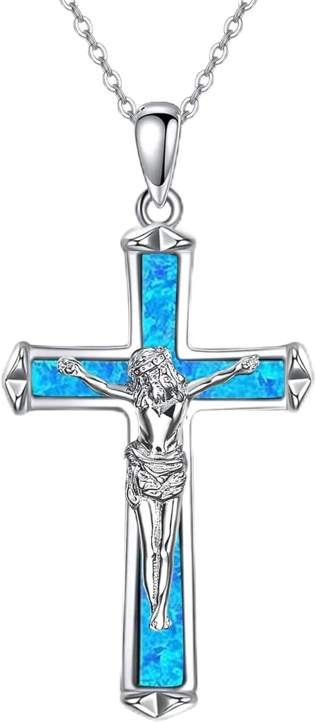 POPLYKE 925 Sterling Silver Cross Necklaces for Women Pendant Christian Jewelry for Women 18" 2" and 20" 2" chain