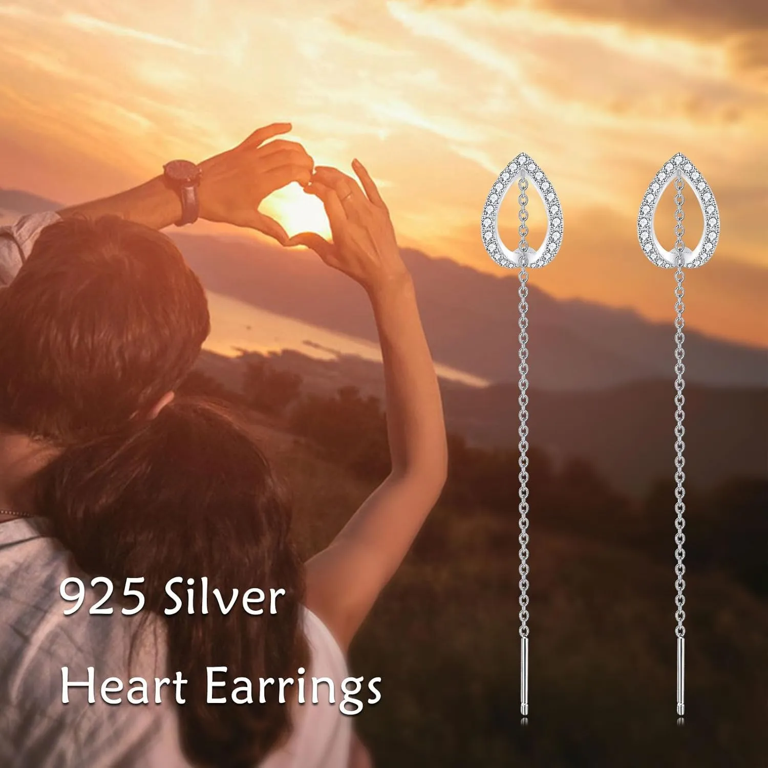 POPLYKE 925 Sterling Silver Threader Earrings for Women Sterling Silver Through Long Chains Earrings Jewelry Gifts for Women