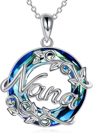 POPLYKE Christmas Necklaces Gifts for Mom Nana Grandma 925 Sterling Silver Crystal Jewelry Birthday Gifts Pendant Necklace for Women