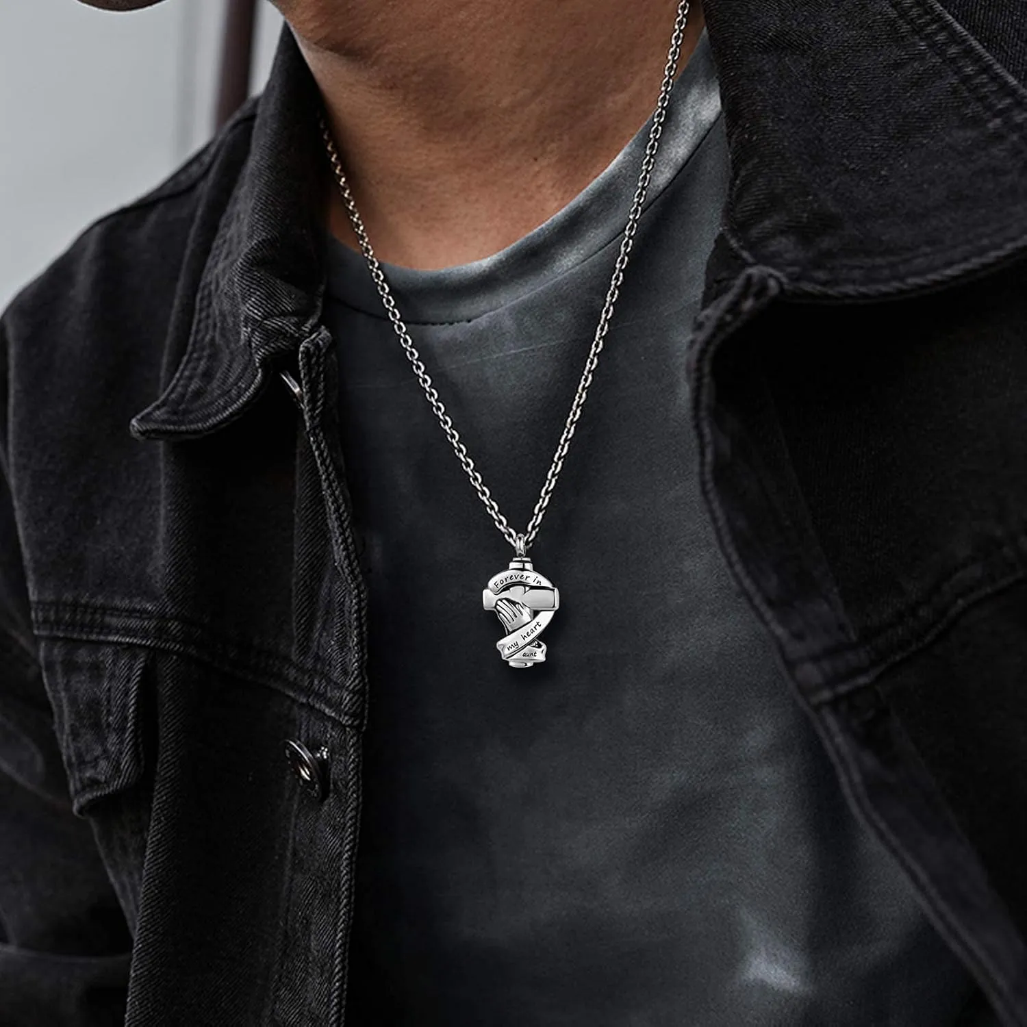 Praying Hands Urn Necklaces for Mom Dad Pet Ashes Crucifix Cremation Keepsake Memorial Pendant Jewelry Forever in My Heart
