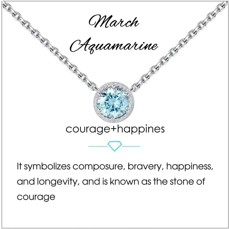 Presentski Birthstone Necklace for Women Sterling Silver 925 Solitaire Pendant Dainty Necklace Birthday Gifts for Women Birthstone Necklaces for Mom
