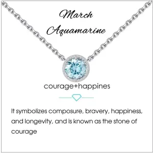 Presentski Birthstone Necklace for Women Sterling Silver 925 Solitaire Pendant Dainty Necklace Birthday Gifts for Women Birthstone Necklaces for Mom