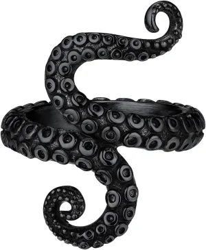 PROSTEEL Octopus Rings Aesthetic Grunge Vintage Punk Jewelry, Black/18K Gold Plated 316L Stainless Steel Ring For Men Women, Customize Words Available, Size 7-14, Come with Box