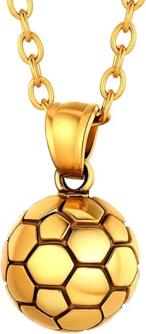 PROSTEEL Stainless Steel/Gold Plated/Black Soccer Football Necklaces Pendant with Chain for Men Women Sport Fan Jewelry Soccer Charm Necklace