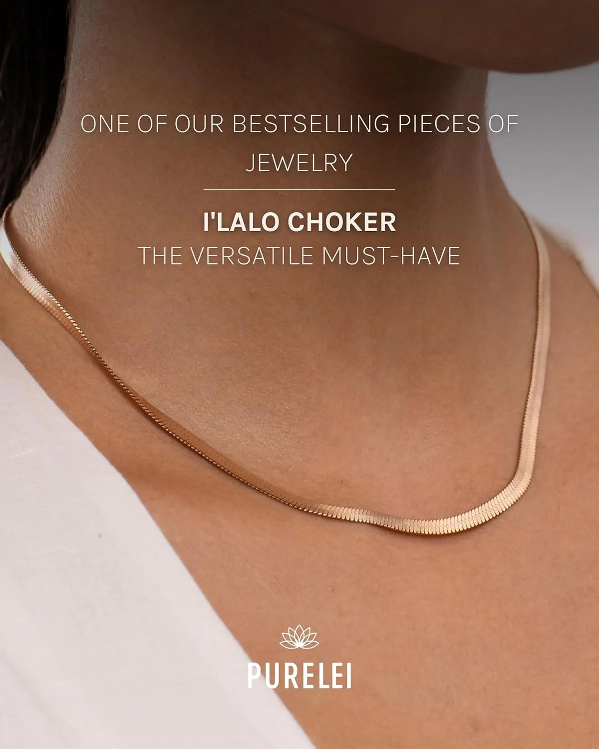 Purelei I'lalo Choker Necklace  18K Gold plated stainless steel jewelry  Waterproof chain  14 to 16 inch adjustable length  Fashion jewelry for your individual look