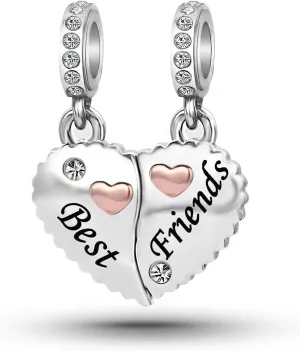 Puzzle Heart Best Friend Friendship Charm Compatible With Pandora Charms Bracelets
