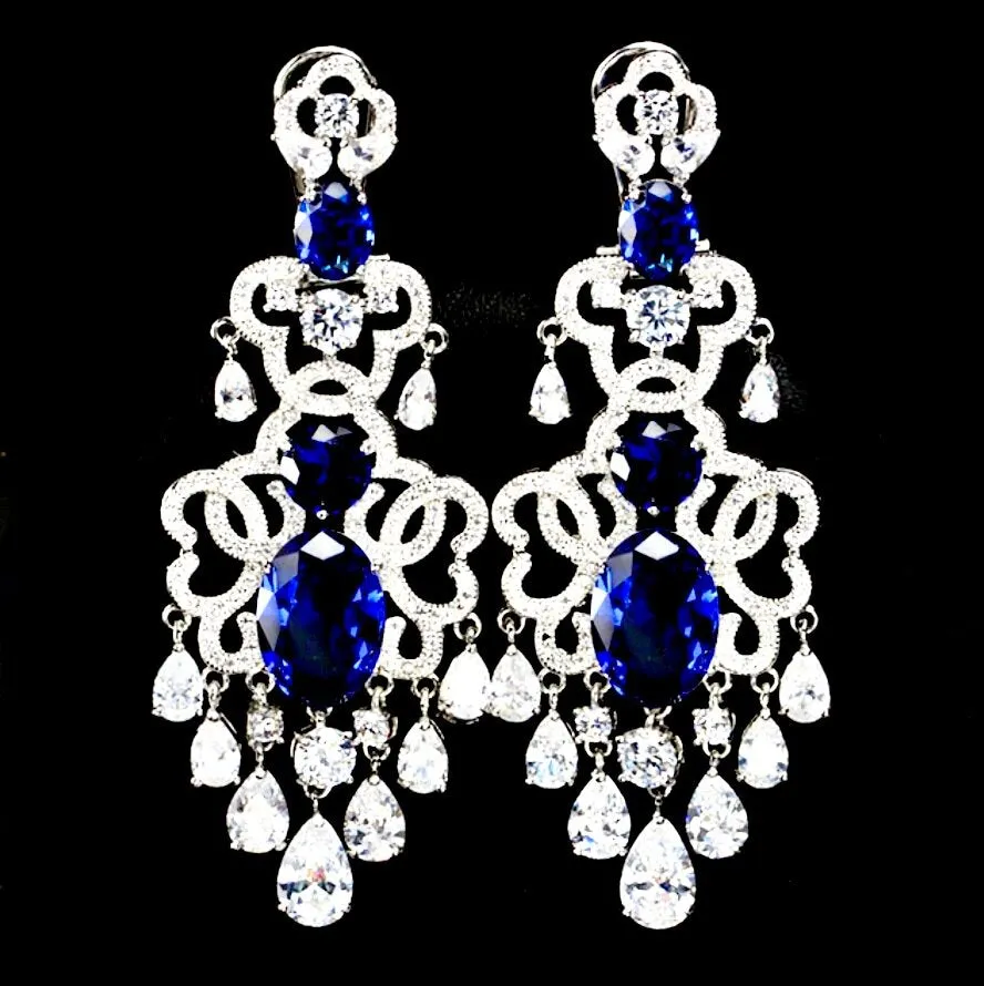 "Phoenix" - Chandelier Cubic Zirconia Bridal Earrings - More Colors