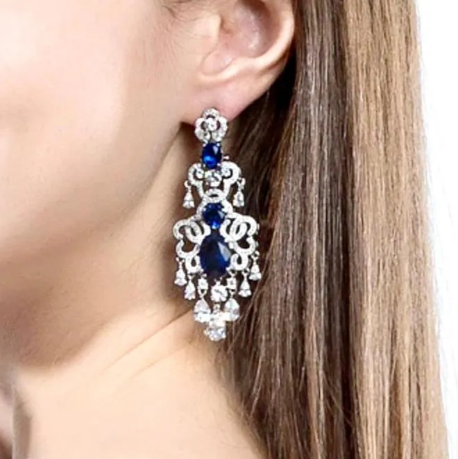 "Phoenix" - Chandelier Cubic Zirconia Bridal Earrings - More Colors