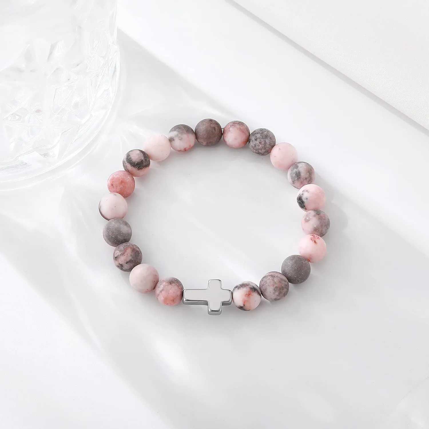 QWNHONEY Christian Gifts for Women Cross Beads Bracelet Catholic Religious Jewelry Mothers Day Birthday Christmas Gifts for Women Mother Daughter Sister Girlfriend Grandma Wife