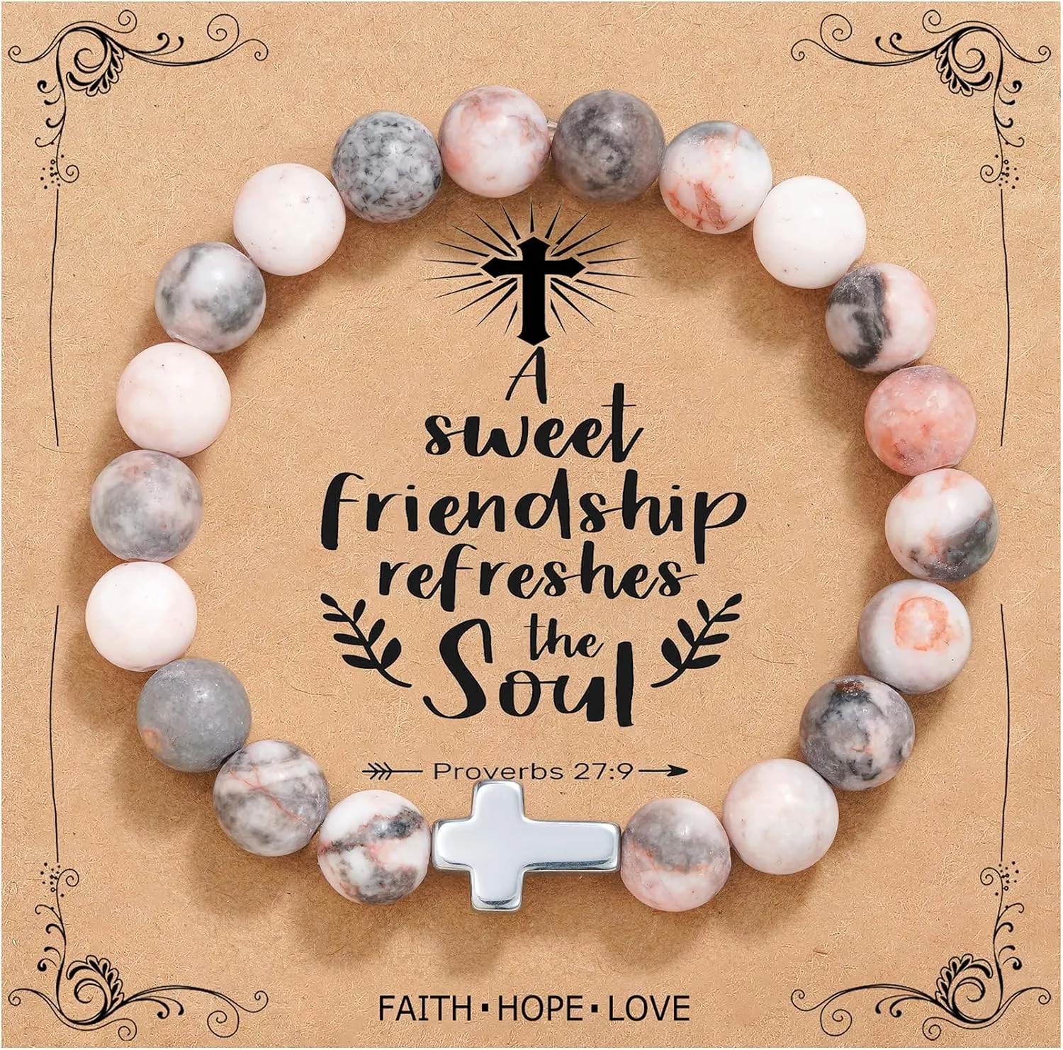 QWNHONEY Christian Gifts for Women Cross Beads Bracelet Catholic Religious Jewelry Mothers Day Birthday Christmas Gifts for Women Mother Daughter Sister Girlfriend Grandma Wife