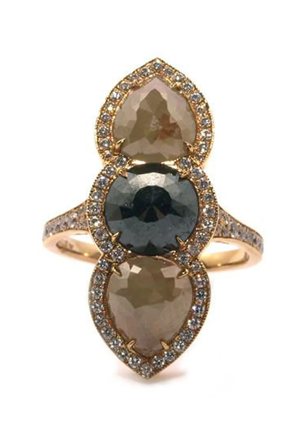 Rahaminov 18KRG Vertical Grey & Black Diamond Ring