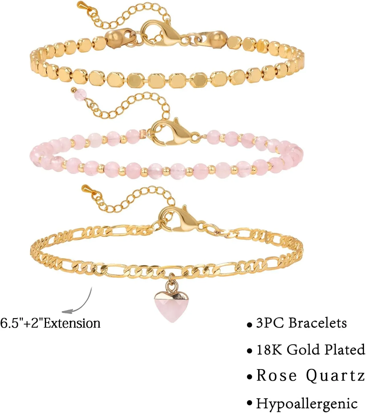 Raicegs Beaded Bracelets Set 18K Gold Stone Bracelet for Women Layered Crystal Bracelet 3mm Amethyst Turquoise Black Agate Beads Bracelet Adjustable Bracelet for Women Dainty Bracelet
