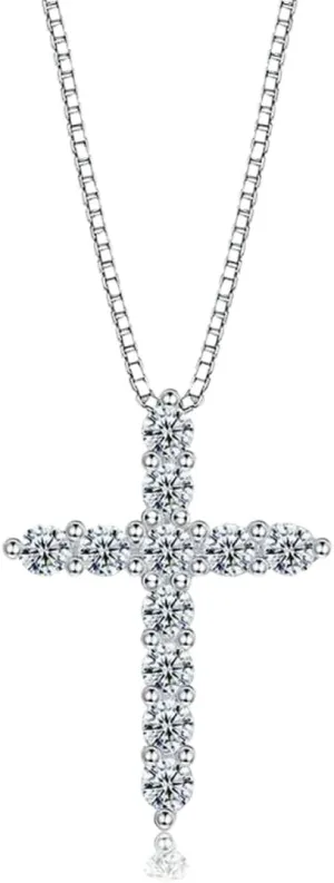 Real Moissanite Jesus Cross Pendant Necklace for Women 925 Sterling Silver 2.5 3 4Mm Diamond Chains Necklaces Fine Jewelry