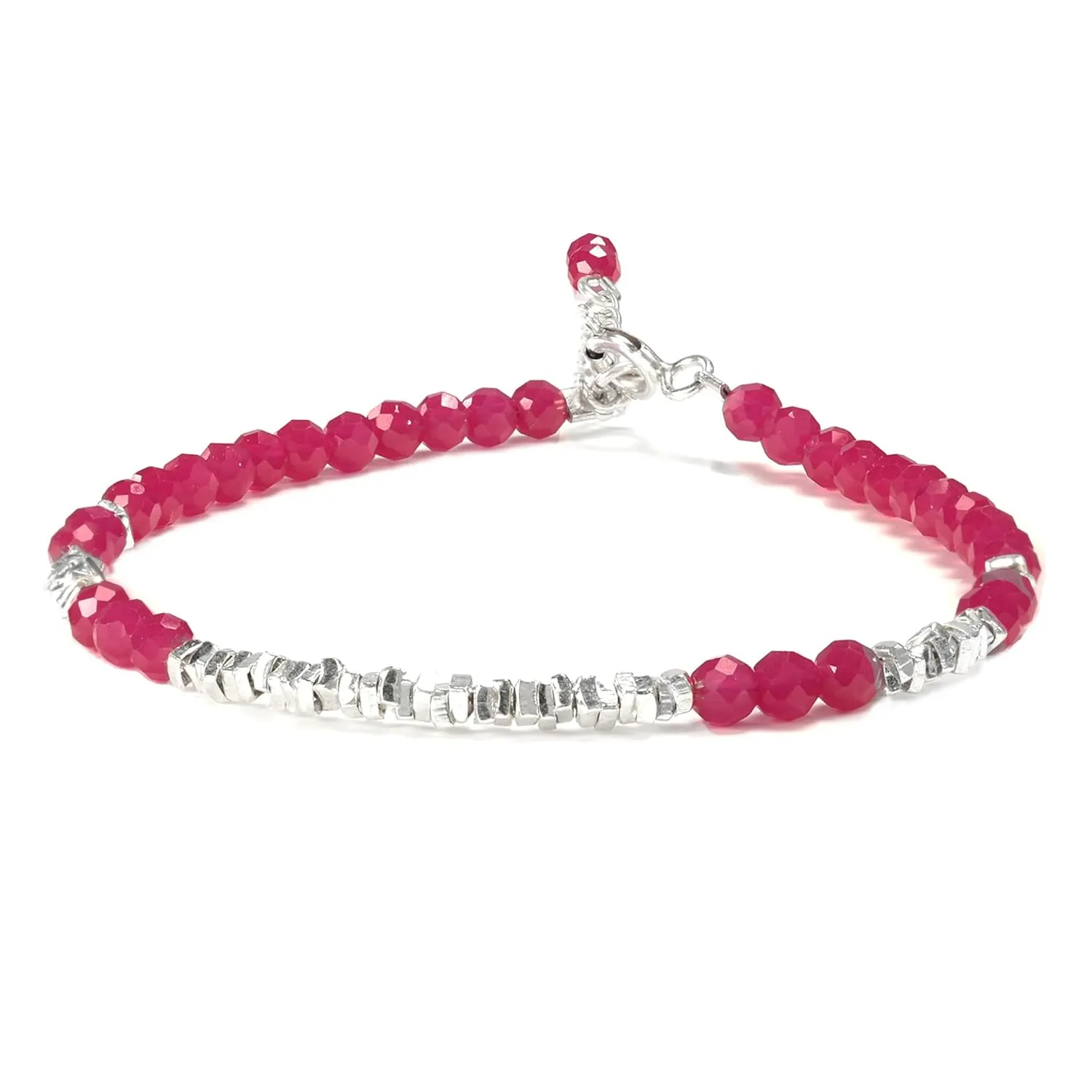 Real Natural Ruby Bracelet 0.15x0.15 Round Shape Gemstone 925 Sterling silver Overlay Handmade Cuff Crystal Jewelry