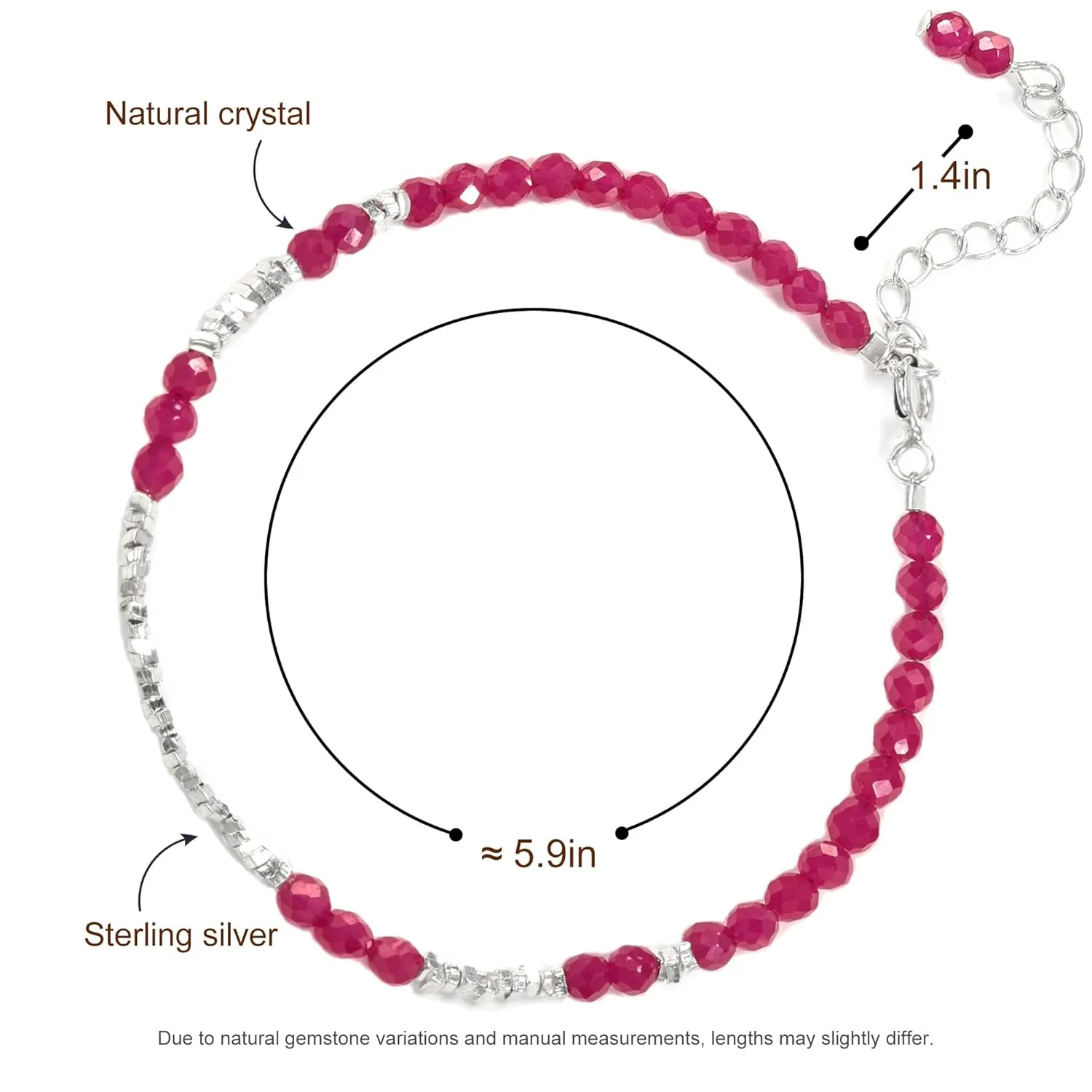 Real Natural Ruby Bracelet 0.15x0.15 Round Shape Gemstone 925 Sterling silver Overlay Handmade Cuff Crystal Jewelry