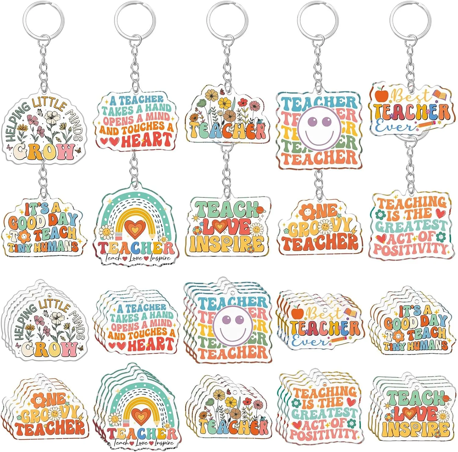Remuuly 30 Pcs Boho Teacher Appreciation Keychain Gifts bulk Best Teacher Retirement Appreciation Gifts Thank You Birthday Gifts For Women Men Teacher