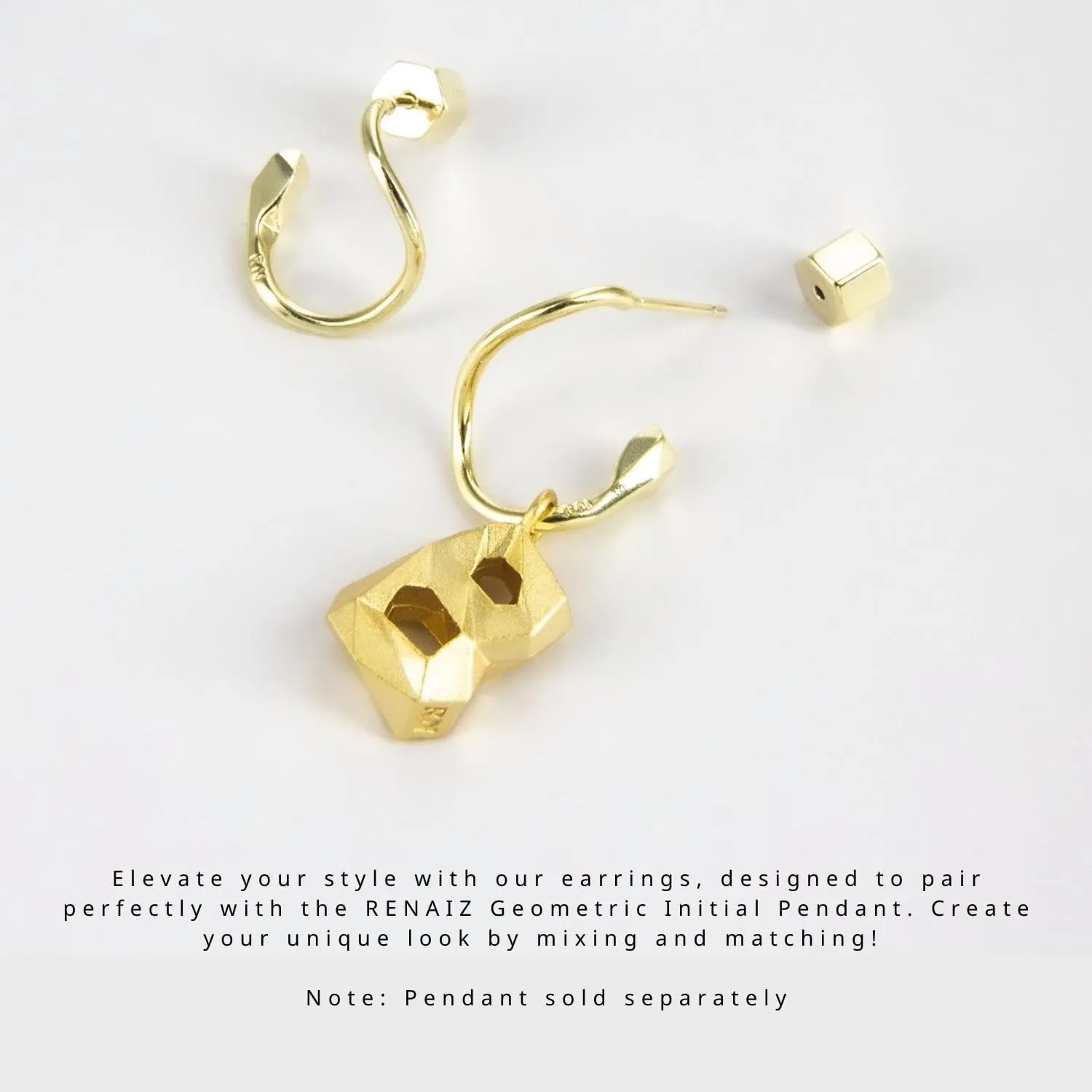 RENAIZ Dainty Lightweight Hoop & Stud Earrings for Women  14K Gold Plated & Rhodium Plated, Minimalist Geometric Hypoallergenic Jewelry, Tiny Dainty Everyday Studs and Hoops