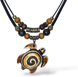 Resin Spiral Turtle Double Layer Necklace Best Friends Carving Sea Turtles Pendant Necklaces Hawaiian Surfer Lucky Amulet Jewelry for Women Men Unisex