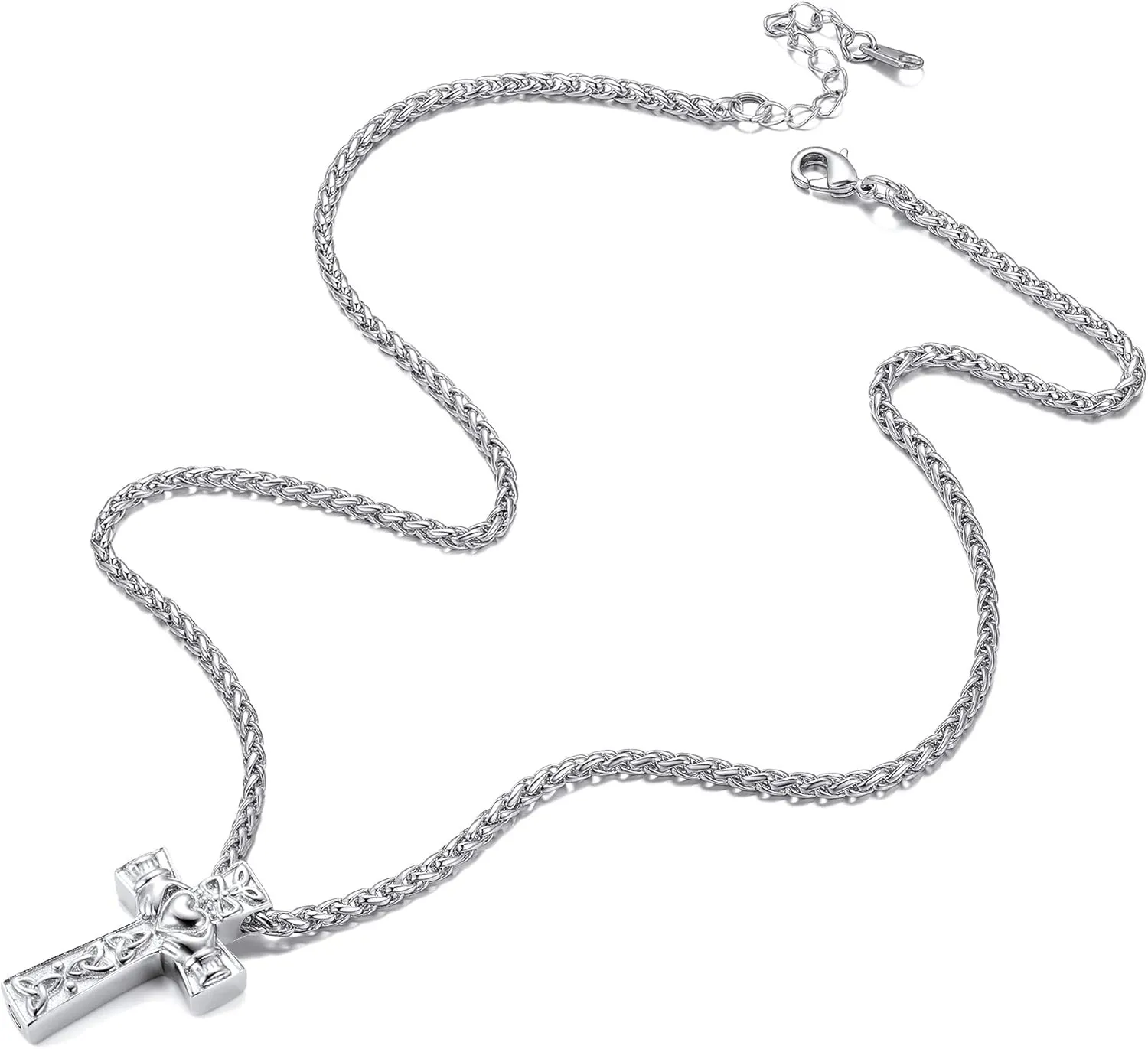 Richsteel Urn Necklaces for Ashes for Women Men Cremation Pendant Necklace for Ashes Dog/Cross Stainless Steel Memorial Jewelry